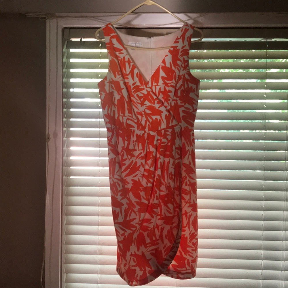 orange and white london times dress